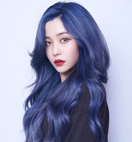 Màu tóc tím xanh khói